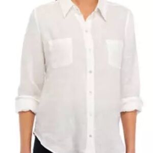 Lilly Pulitzer white linen button down shirt.